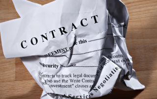 Crumpled contract document