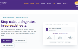 Rate Studio dashboard for modeling indirect rates
